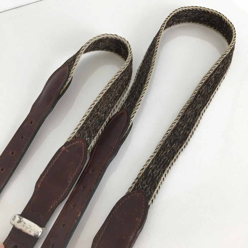 Western Leather & Horse Hair Belt Matching Leg Strap/Hat Band Rodeo Equestrian
